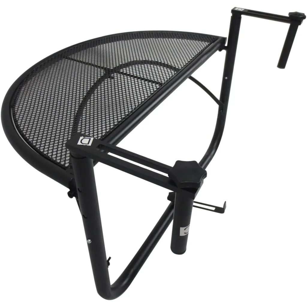 Balkonhängetisch Hängetisch höhenverstellbar halbrund Ø30 cm Terrasse Metall Schwarz L60 x B45 x H50 cm