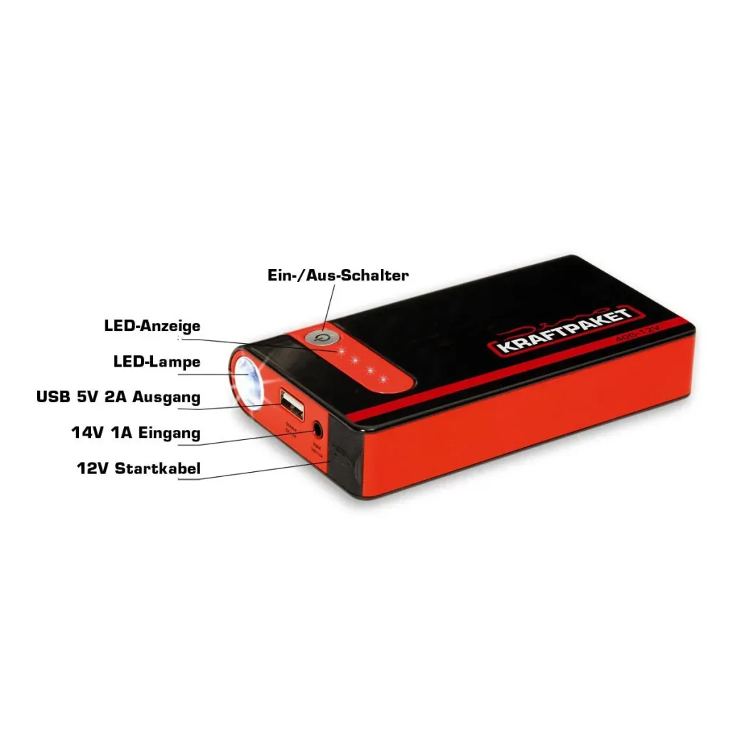 Starthilfe 12 Volt - 9.000 mAh - 400 A