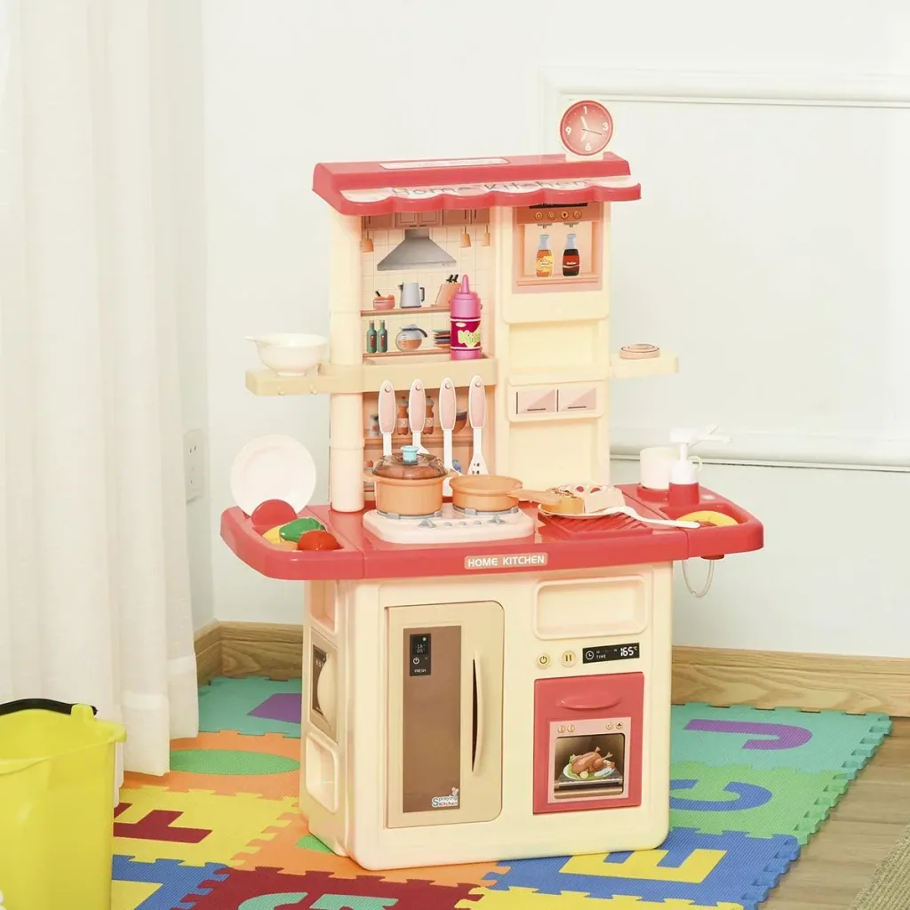 Kinderküche Küchenspielzeug mit Zubehör Nebelbildung Wasserspray Lichter Musikspielküche Musikfunktionen Spielzeugset