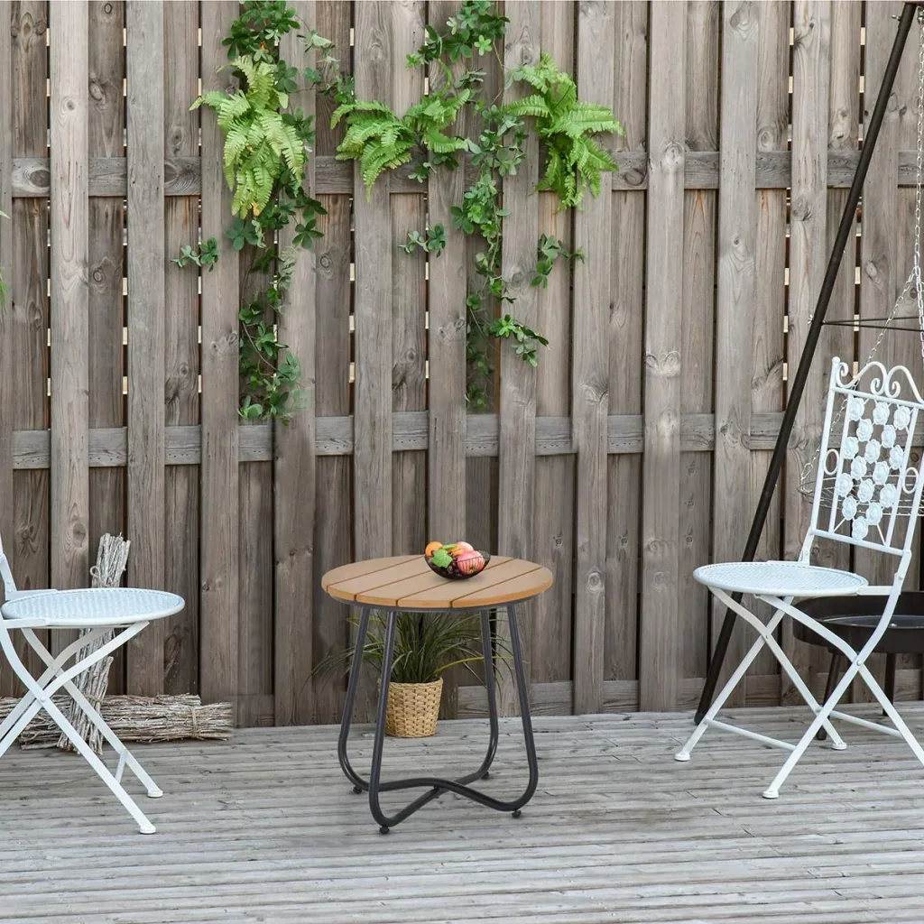 Gartentisch Rundtisch elegant Gartenmöbel stabil verstellbare Füße Dekoration Garten Terrasse Wohnzimmer Stahlboden Brau