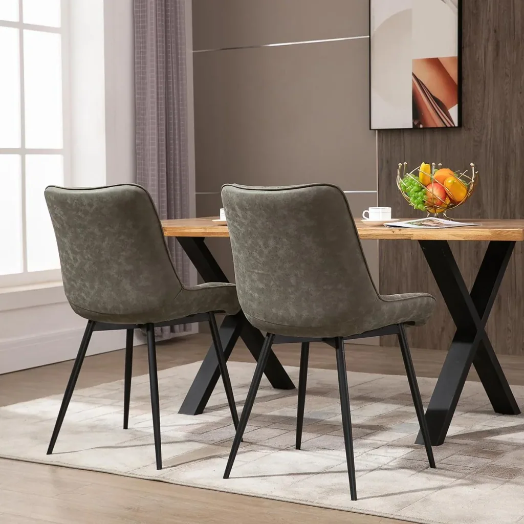 2-teiliges Set Esszimmerstuhl Küchenstuhl mit Rücklehne Metallbeine Retro-Stil Kunstleder Stahl Grau 53 x 62 x 88 cm 2 t