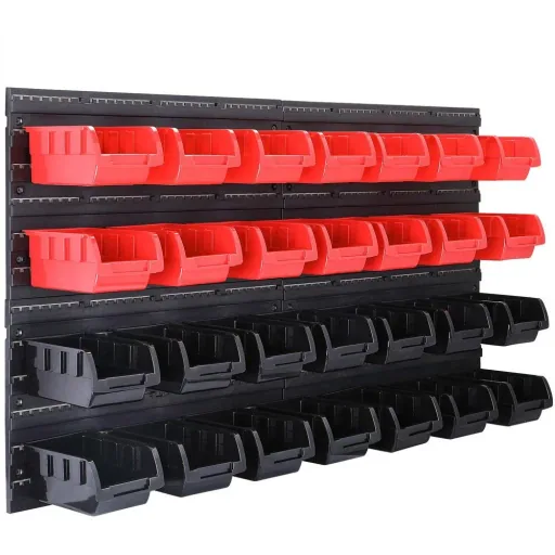 Werkzeugwand mit Stapelboxen und Werkzeughalter 43tlg. - 2 Wandteller 54x47,5x1,8 cm