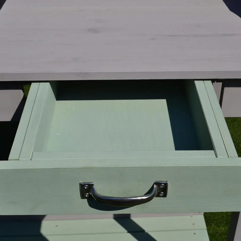 Pflanztisch Gärtnertisch Gartentisch Blumentisch mit Schublade und Wanne für den Garten Tannenholz 92 x 42,5 x 119,5 cm