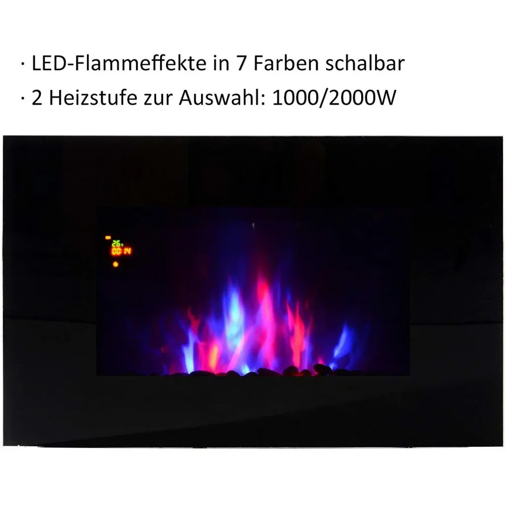 Kaminofen LED Elektrokamin Wandkamin Elektronisch mit Flammeneffekt Fernbedienung 90x9