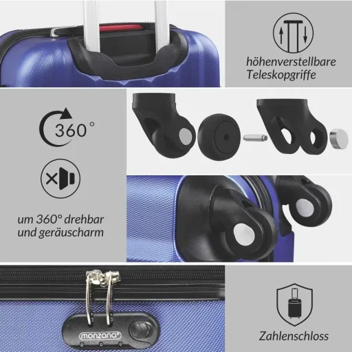 Kofferset Hartschale 3-teilig blau M/L/XL