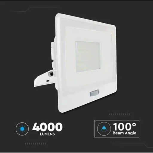VT-158S LED-Flutlicht mit Sensor - 50W - 4000 Lm - 6500K - Weiß