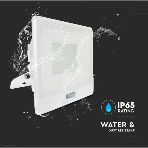 VT-158S LED-Flutlicht mit Sensor - 50W - 4000 Lm - 6500K - Weiß