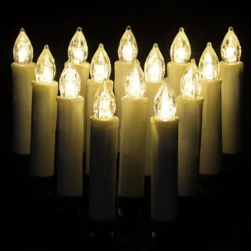 LED-Weihnachtsbaumkerzen 20 Stück Weihnachtsbaumbeleuchtung - Warmweiß - inkl. Fernbedienung mit Timer und 20 Batterien