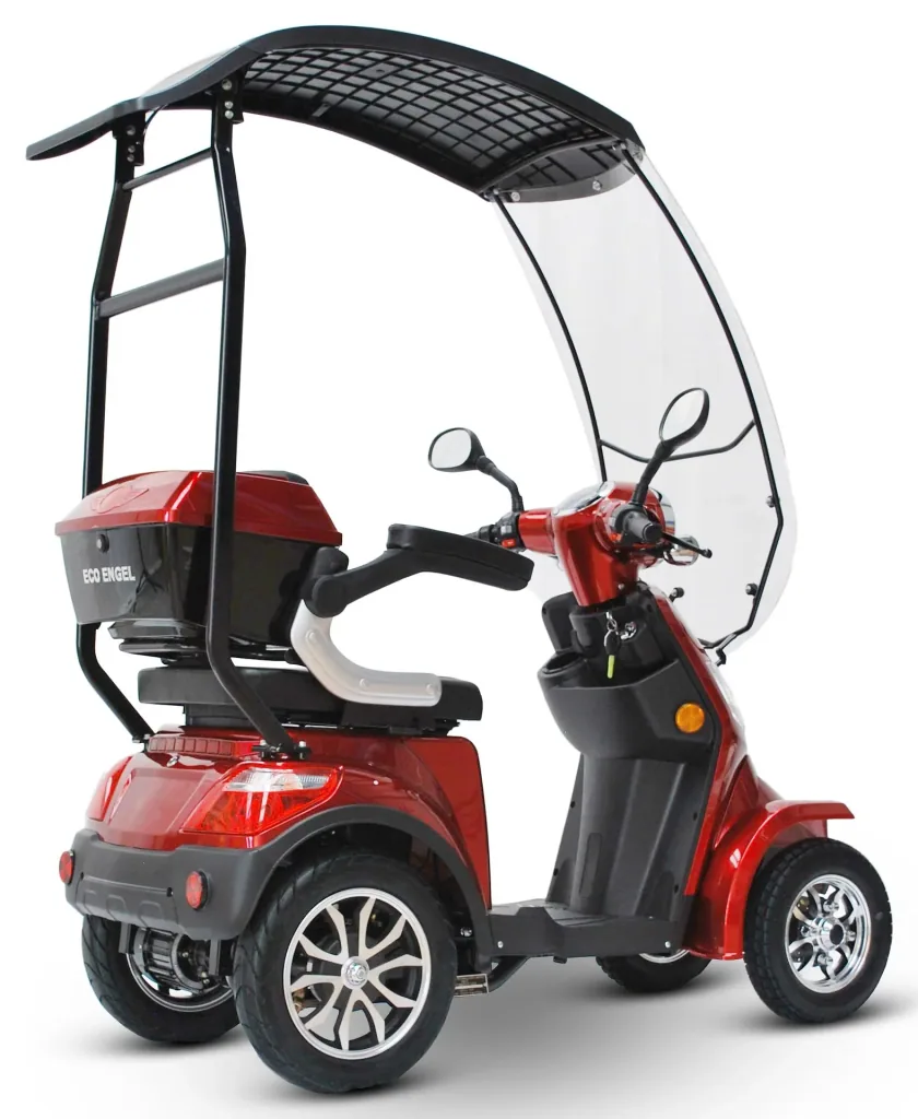 E-Scooter rot - 4 Räder - 25 km/h - mit Dach - Seniorenmobil