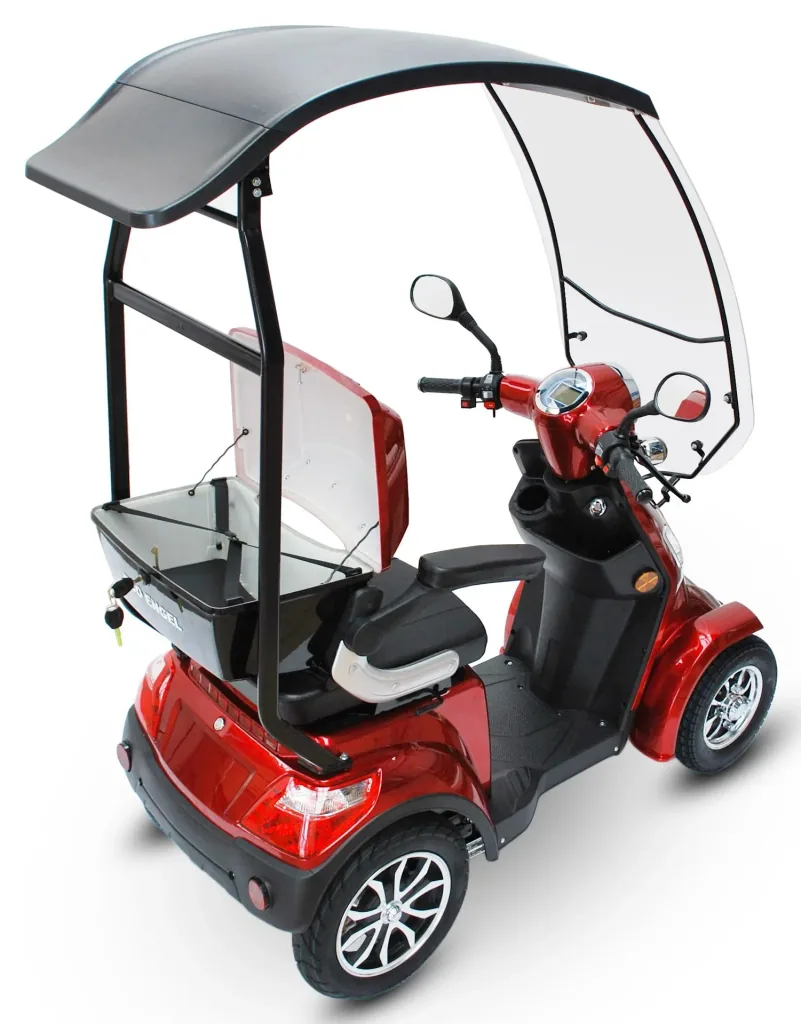 E-Scooter rot - 4 Räder - 25 km/h - mit Dach - Seniorenmobil