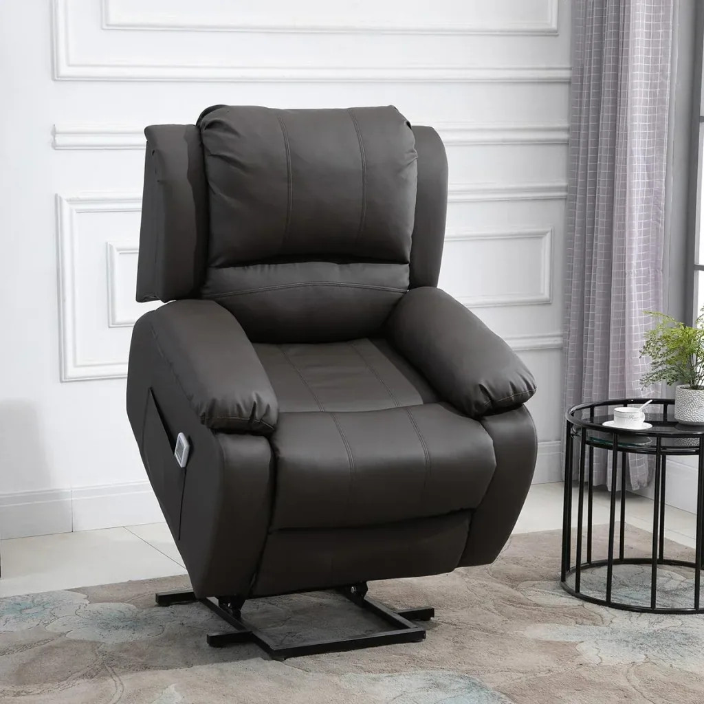 Massagesessel Aufstehhilfe, Relaxsessel, Fernsehsessel mit Massagefunktion, Liegefunktion, Stahl+Holz+PU+Schaumstoff, Br