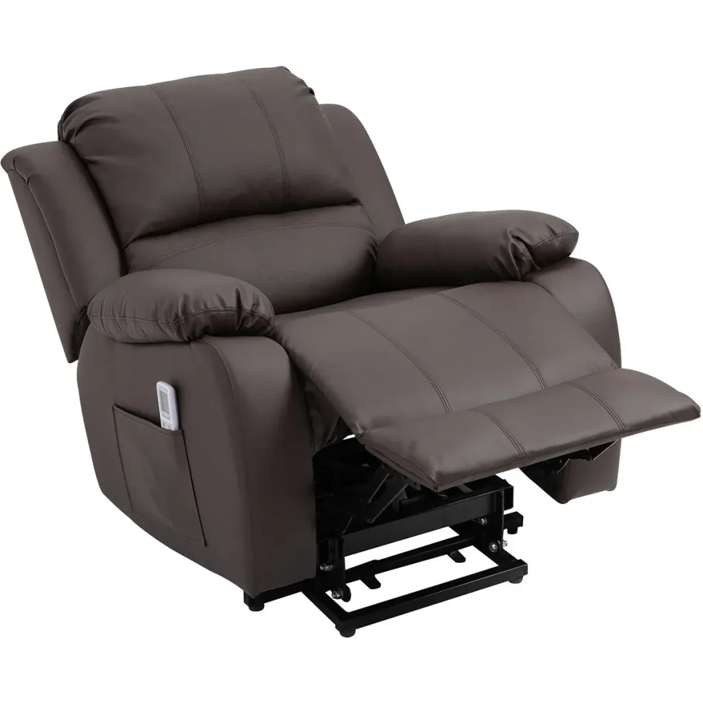 Massagesessel Aufstehhilfe, Relaxsessel, Fernsehsessel mit Massagefunktion, Liegefunktion, Stahl+Holz+PU+Schaumstoff, Br