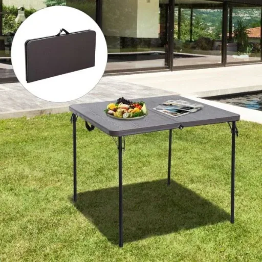 Klapptisch Campingtisch 86x86cm Metall Kaffeebraun