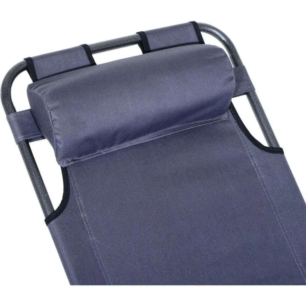 Sonnenliege Strandliege Gartenliege Relaxliege klappbar mit Kissen Strand Metall + Oxfordstoff Grau 135 x 60 x 89 cm