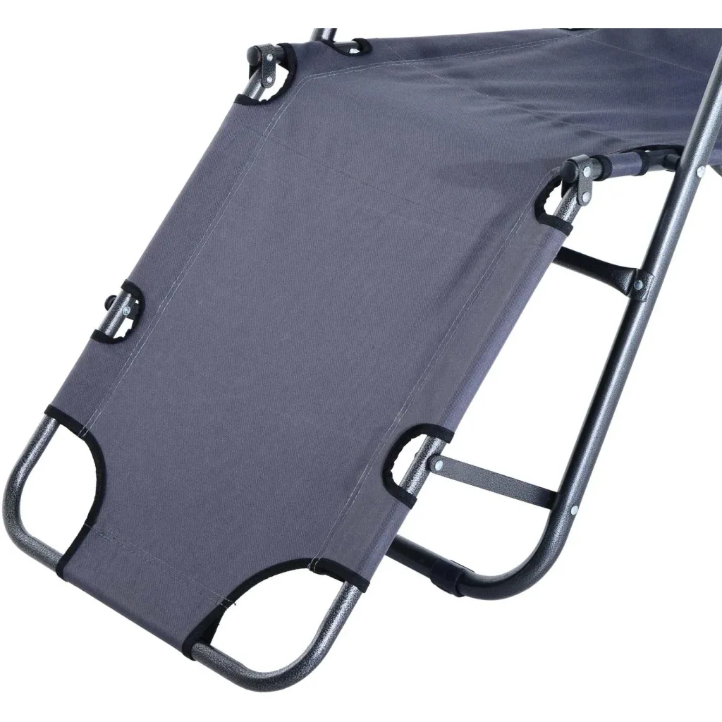 Sonnenliege Strandliege Gartenliege Relaxliege klappbar mit Kissen Strand Metall + Oxfordstoff Grau 135 x 60 x 89 cm