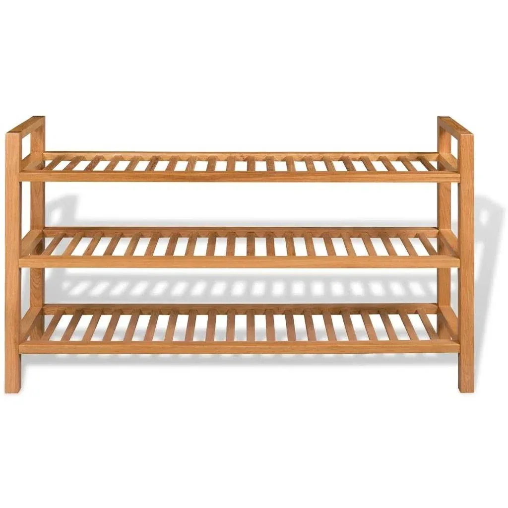 Schuhregal mit 3 Fachböden 100x27x59,5 cm Eiche massiv