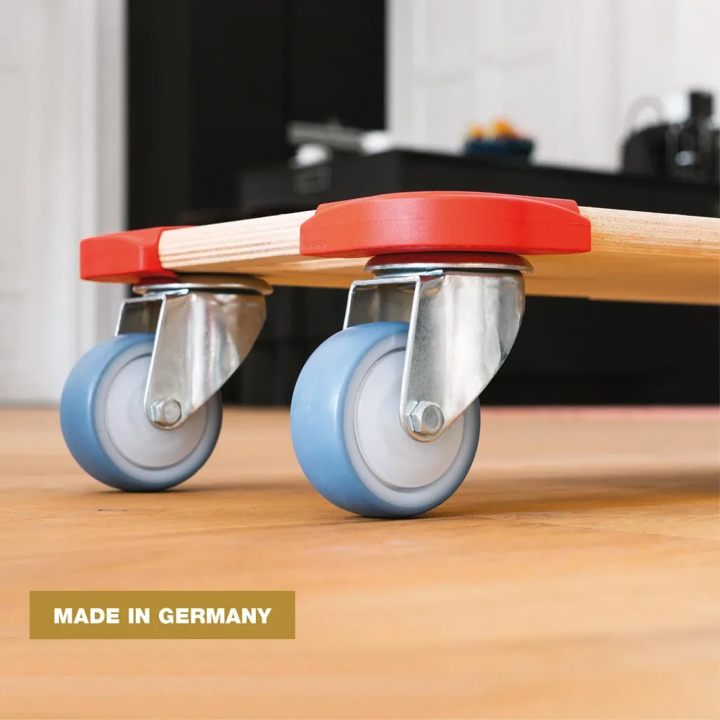 Transporthilfe MM 1322, 59 x 29 x 11 cm, softe Rollen Ø 80 mm Kugellager, Kantenschutz Multiplex FSC®, Tragkraft 400 kg
