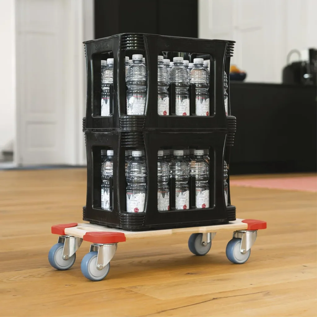 Transporthilfe MM 1322, 59 x 29 x 11 cm, softe Rollen Ø 80 mm Kugellager, Kantenschutz Multiplex FSC®, Tragkraft 400 kg