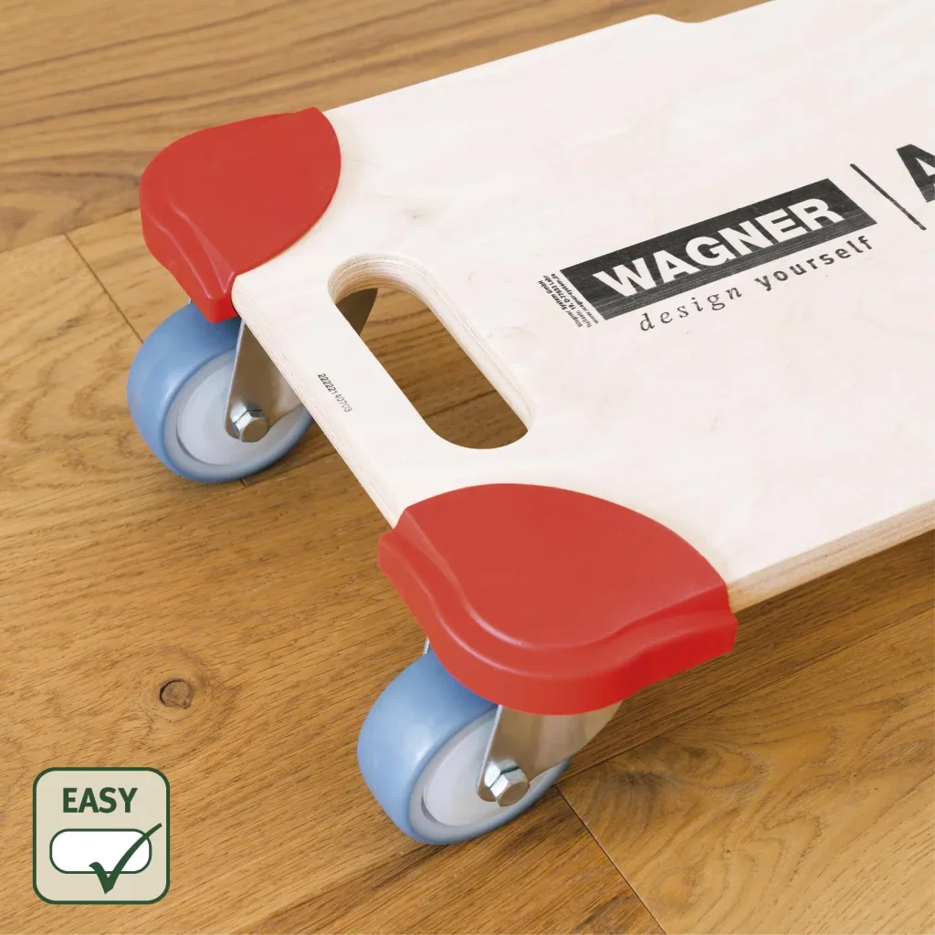 Transporthilfe MM 1322, 59 x 29 x 11 cm, softe Rollen Ø 80 mm Kugellager, Kantenschutz Multiplex FSC®, Tragkraft 400 kg