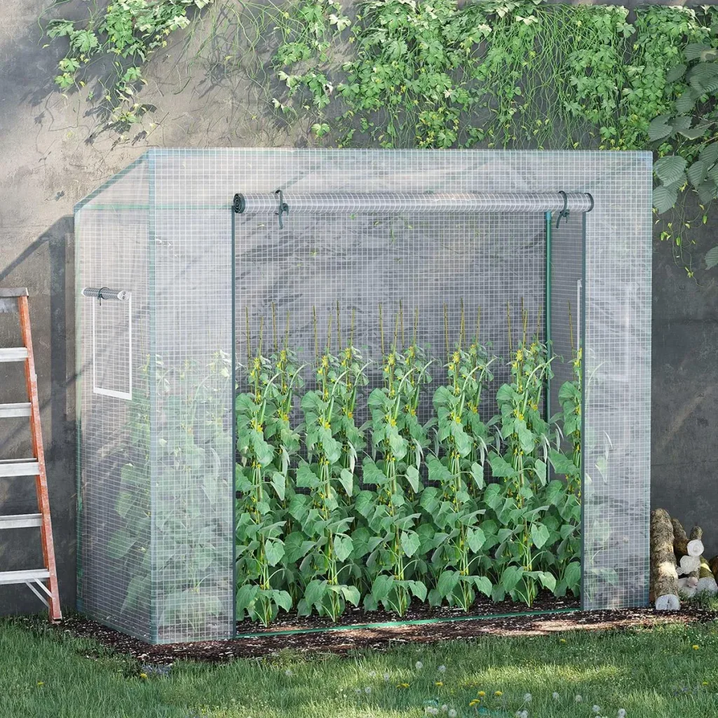 Gewächshaus Treibhaus Tomatenhaus mit 2 Fenstern Frühbeet 200x73x168cm Weiß