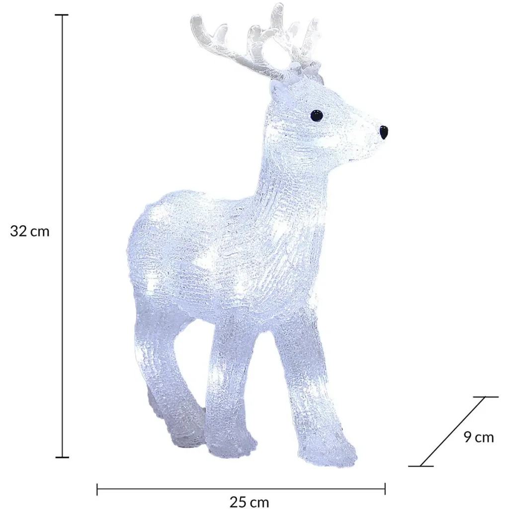 Weihnachtsdekoration Weihnachtsbeleuchtung 3D beleuchtetes Rentier - LED Rentier 25 x 9 x 32 cm