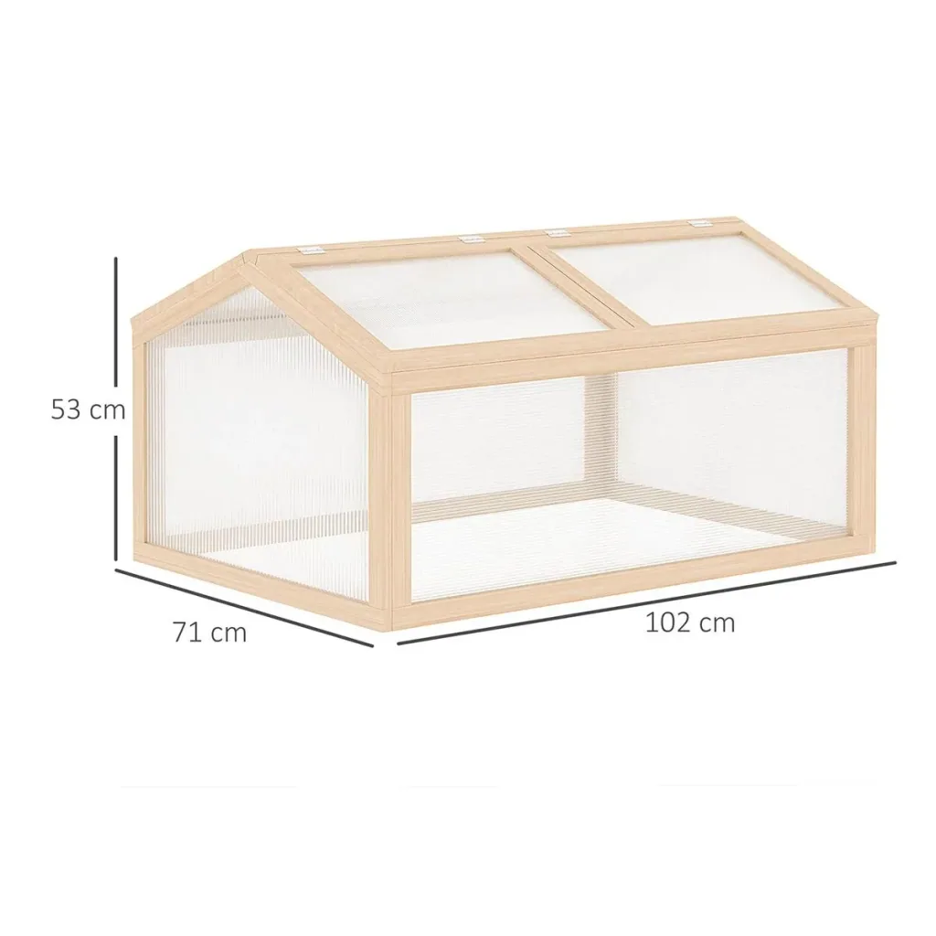 Frühbeet Gewächshaus Treibhaus Frühbeetkasten Pflanzenbeet mit Abdeckung aus Holz und Polycarbonat wetterfest Natur 102
