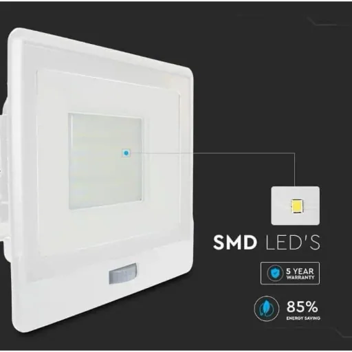 VT-158S LED-Flutlicht mit Sensor - 50 W - 4000 Lm - 3000K - Weiß