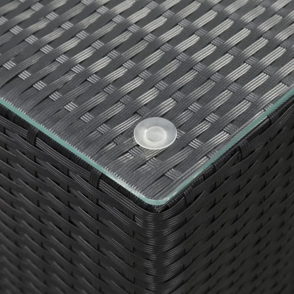 3-teiliges Beistelltisch-Set mit Glasplatte poly rattan schwarz