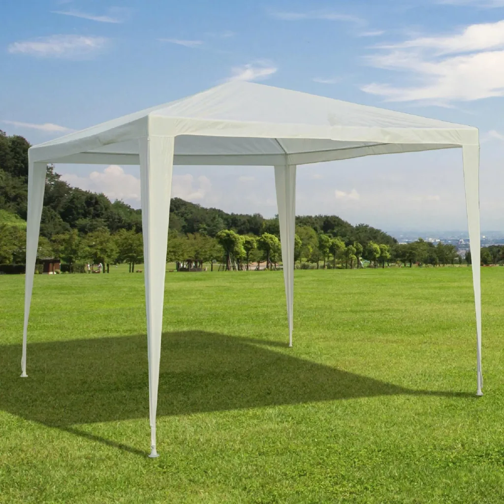Gartenpavillon Partyzelt Gartenzelt Festzelt Klicksystem 90 g/m² PE-Plane Stahl Weiß 2,7 x 2,7 m