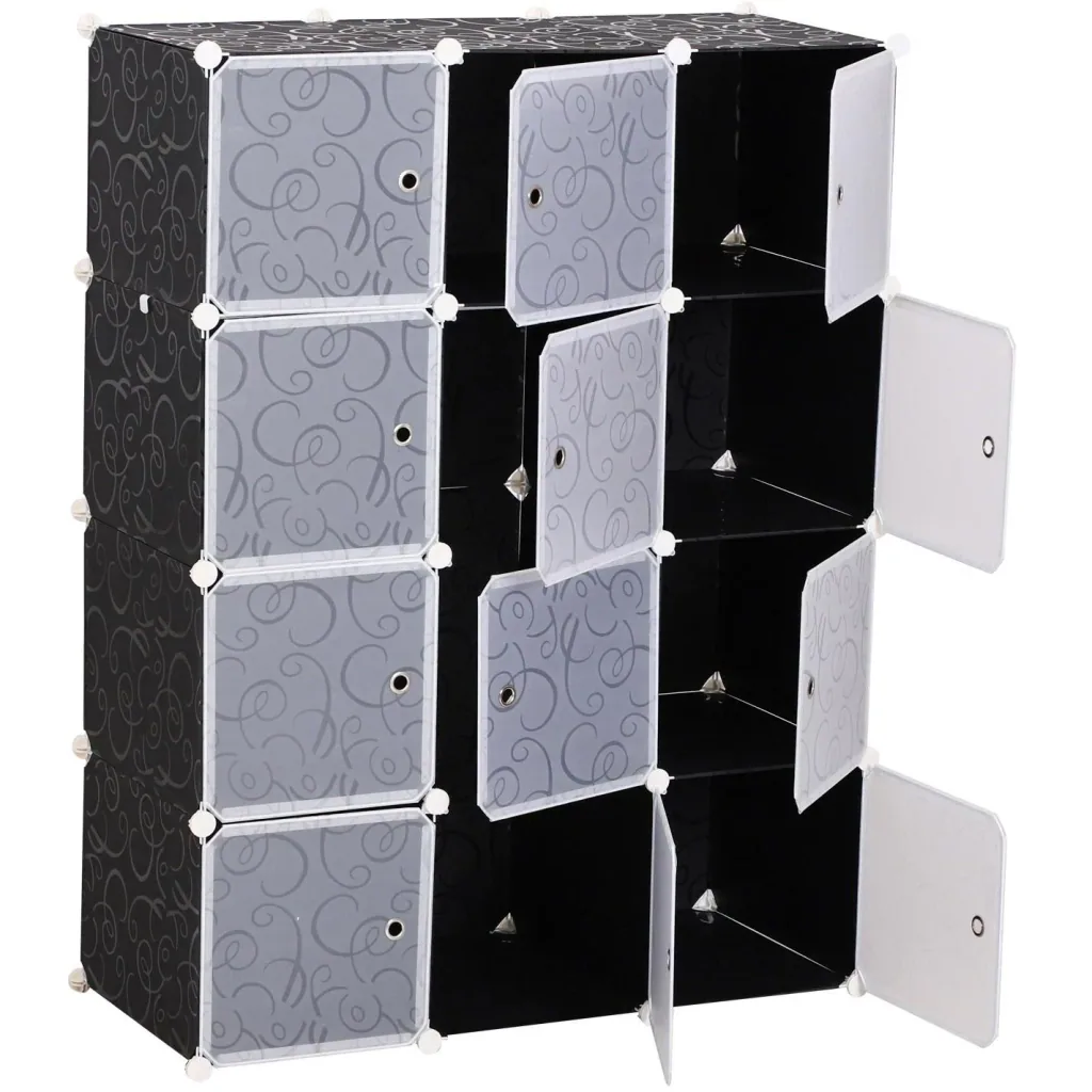 Kleiderschrank DIY Garderobe Regalsystem Steckregal Würfel Garderobenschrank mit Kleiderstange 2 + 6 Fächer