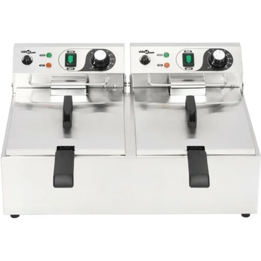 Elektro-Fritteuse doppelt 6000 W 20 L Edelstahl