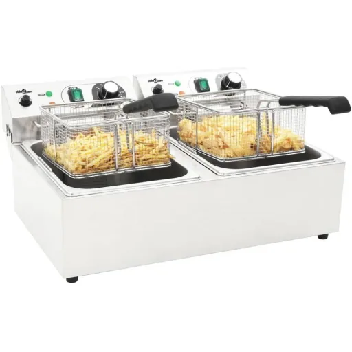 Elektro-Fritteuse doppelt 6000 W 20 L Edelstahl