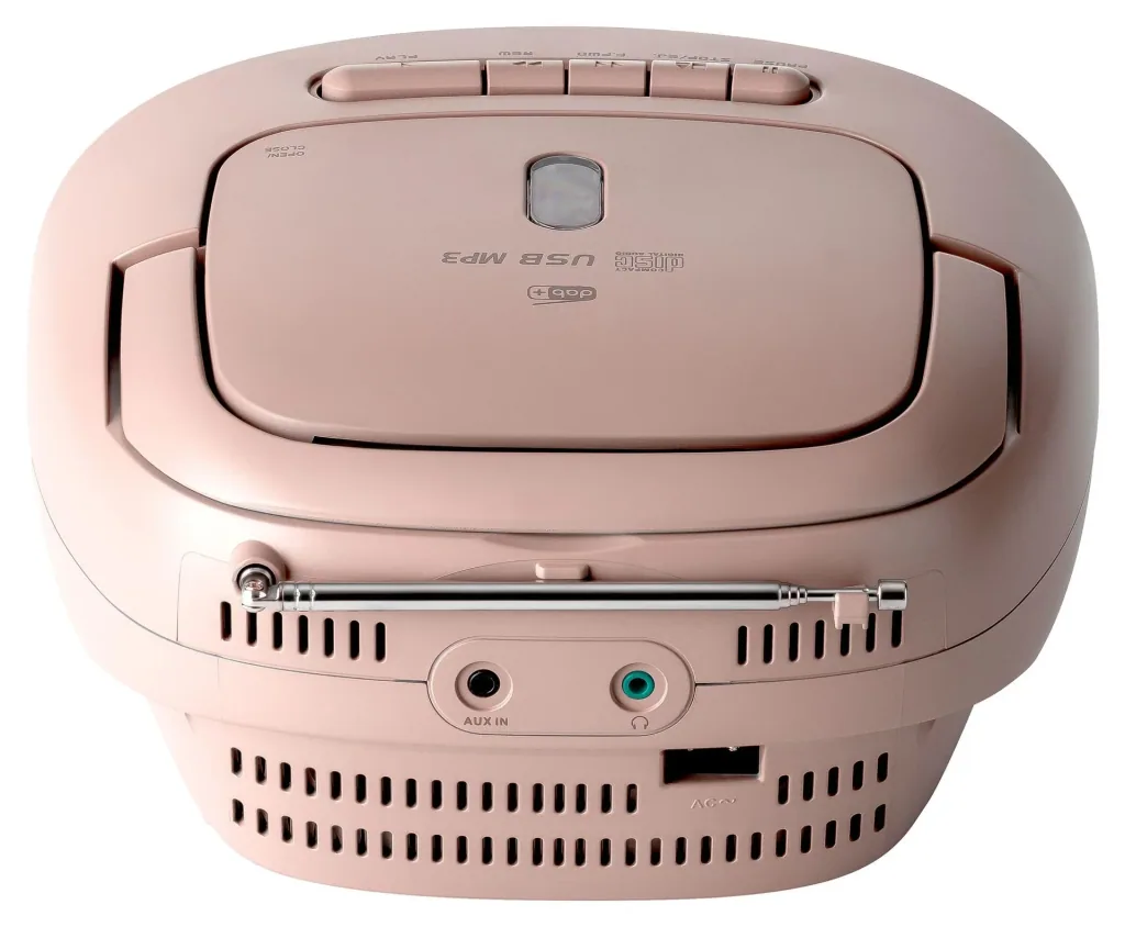 CD Radio Boombox mit DAB+/UKW-Radio, MP3/CD, Kassette und AUX-IN, pink