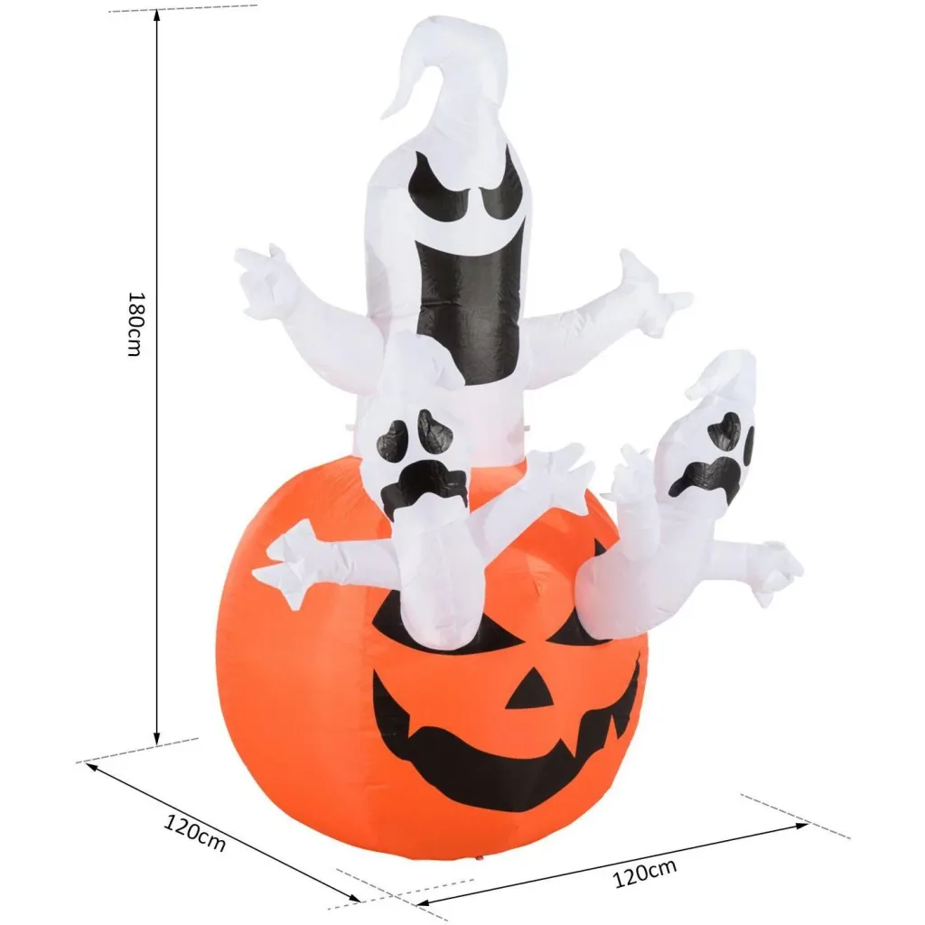 Aufblasbarer Kürbis mit Gespenstern Halloween Deko LED