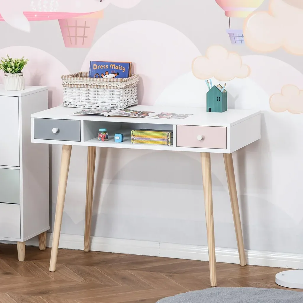 Kinder Schreibtisch mit Schublade mehrfarbig Kindertisch mit Kieferfischbeine 100 x 48 x 76,5 cm