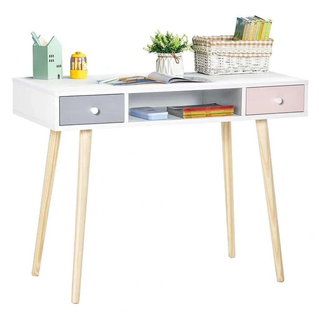 Kinder Schreibtisch mit Schublade mehrfarbig Kindertisch mit Kieferfischbeine 100 x 48 x 76,5 cm