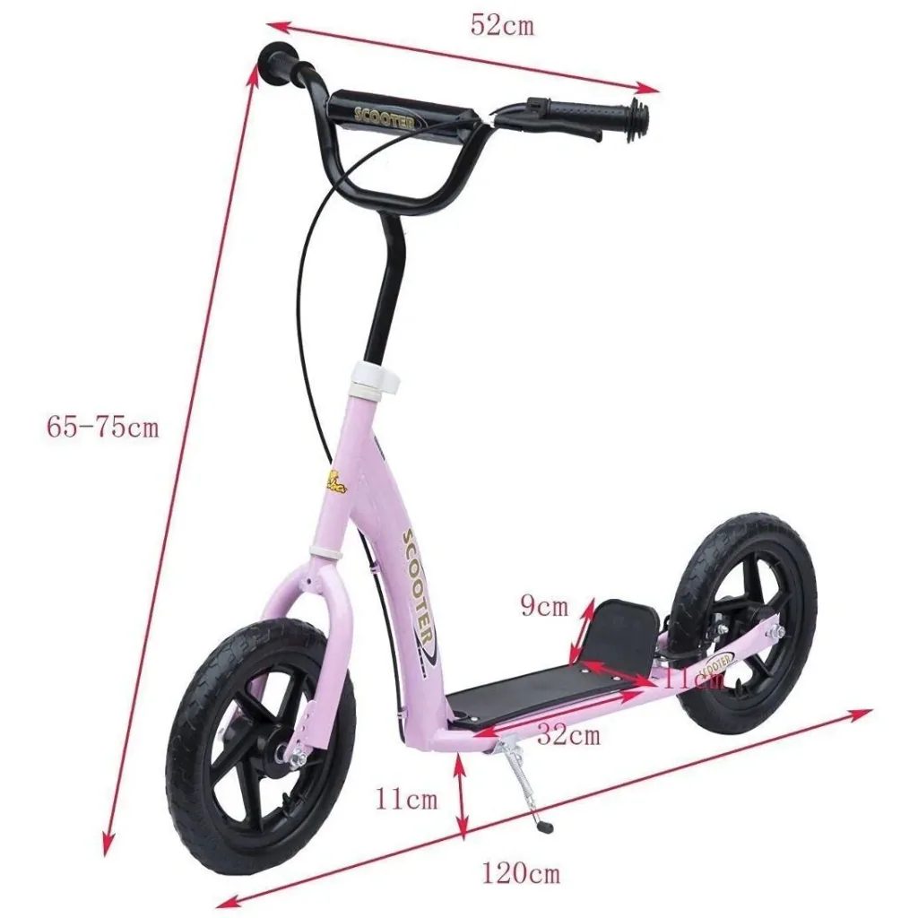 Tretroller Scooter 12 Zoll Cityroller Kinder Roller Bike rosa
