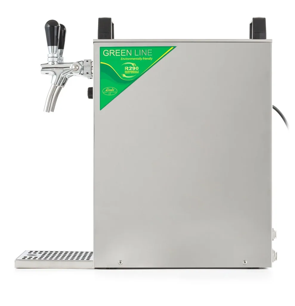 Zapfanlage, Bierzapfanlage Kontakt 40/K PROFI, 2-leitig, 50 Liter/h, Trockenkühlgerät mit Membranpumpe u. integriertem Druckregler, Edelstahlgehäuse, Green Line