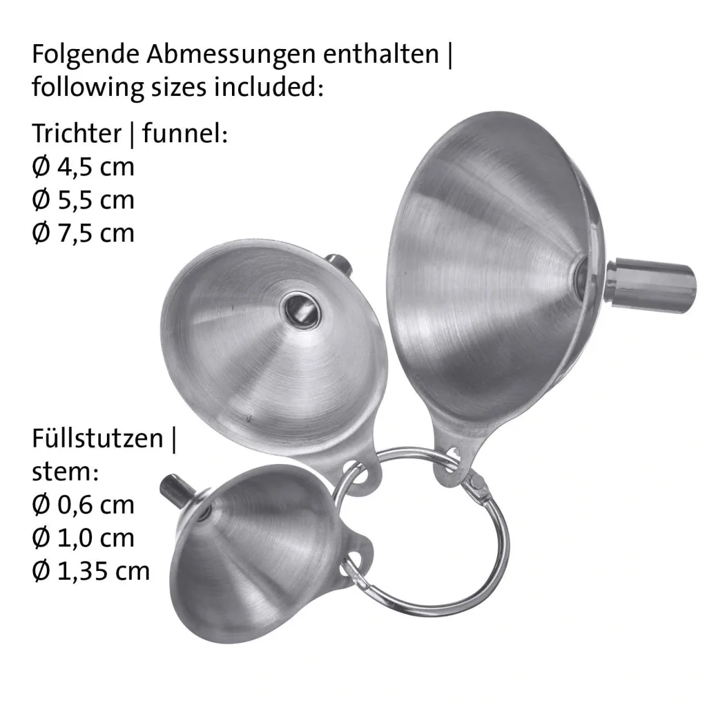 Trichter-Set Mini, 3-teilig, Edelstahl - Ø 4,5 cm/ 5,5 cm/ 7,5 cm