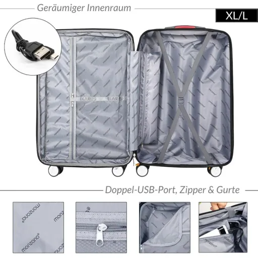 Hartschalenkoffer Ikarus Champagne XL aus ABS 105-154l 78x53x33cm