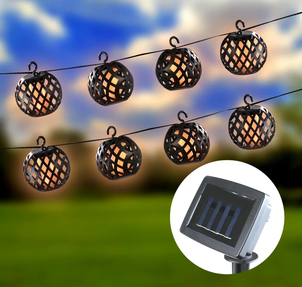 Solar LED-Lichterkette mit realistischem Flammeneffekt