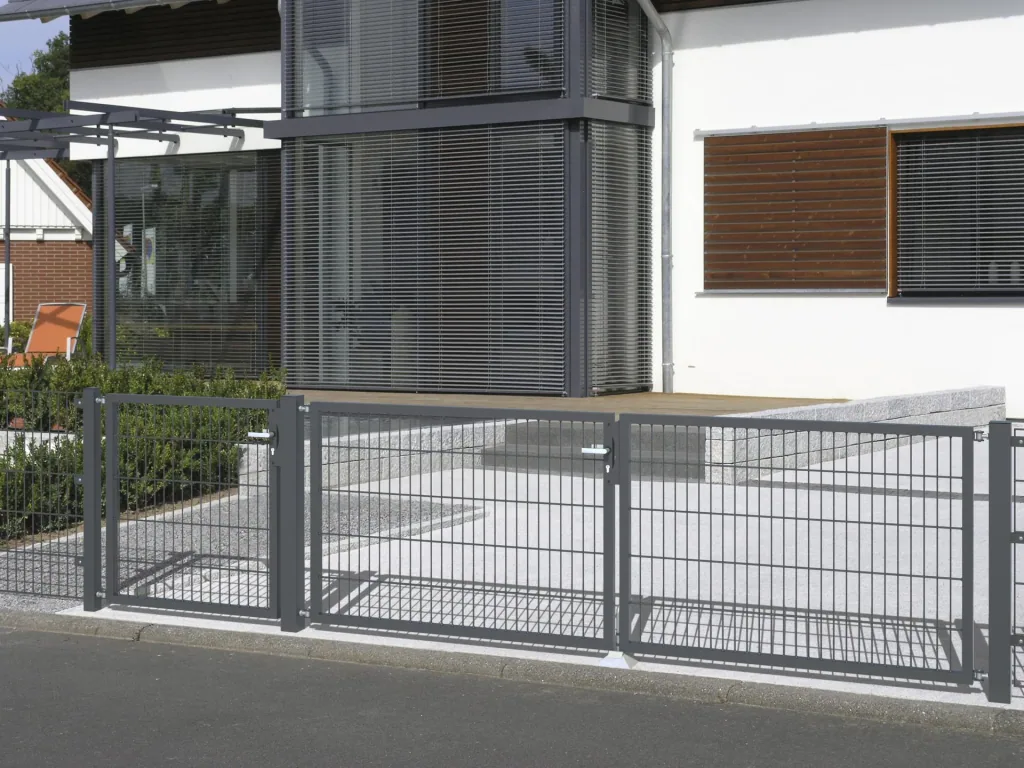 Doppelstabmattenzaun Komplettset, anthrazit, Höhe 80 cm, Länge 26 m