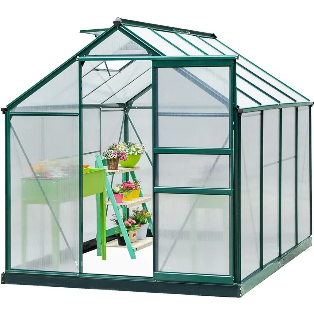 Gewächshaus mit Polycarbonat-Schale und Oberlicht, 190 x 252 x 201 cm