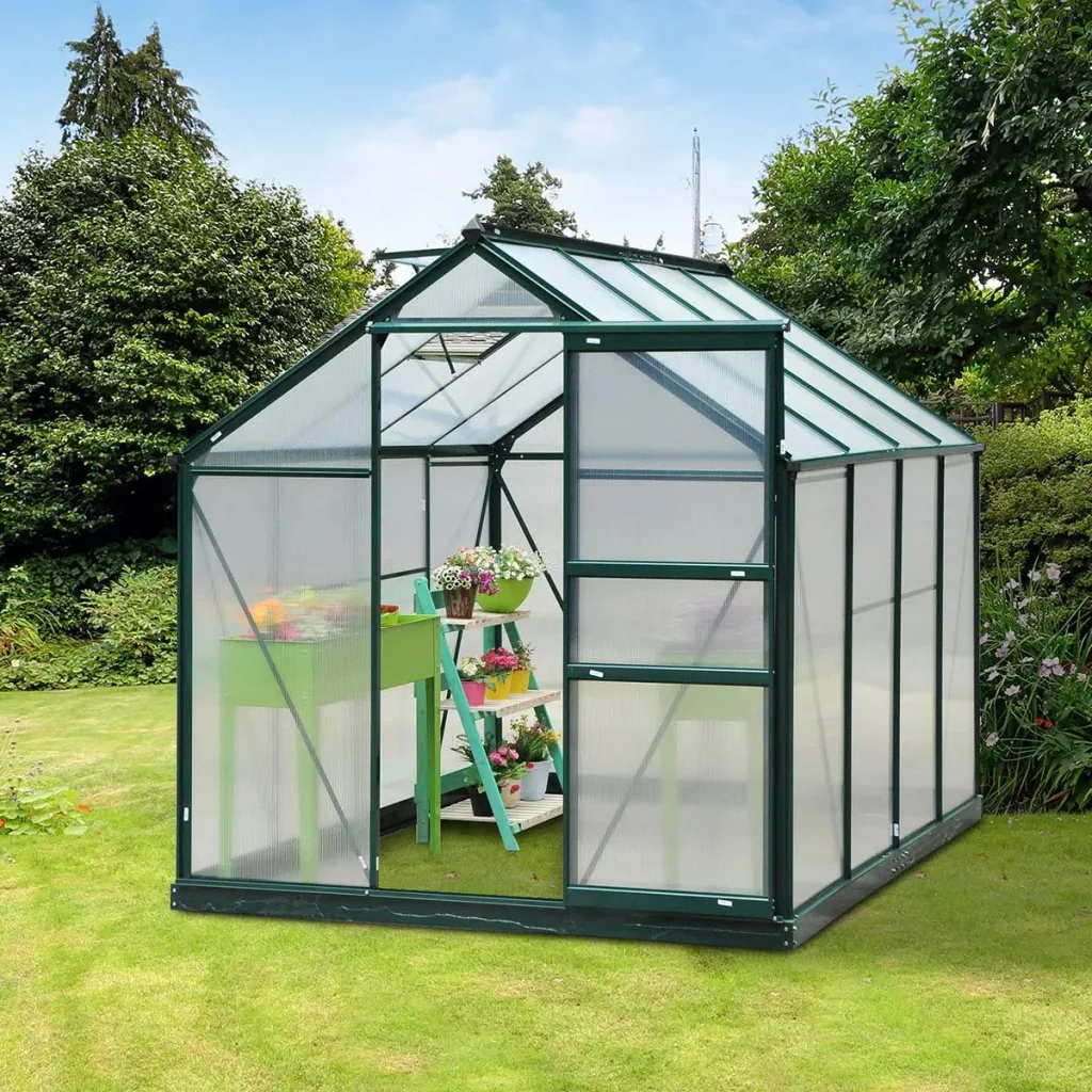 Gewächshaus mit Polycarbonat-Schale und Oberlicht, 190 x 252 x 201 cm