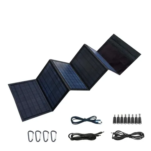 Tragbare Stromversorgungsstation mit Solarpanel und Lampe