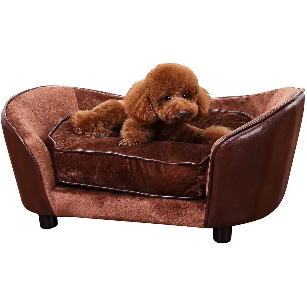 Hundematte Hundebett Hundesofa mit Kissen Rückentasche Kaffeebraun