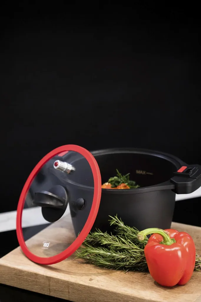Energiespartopf 6 Liter - Aluguss Kochtopf mit Druckausgleich-Deckel zum Sofort-Öffnen