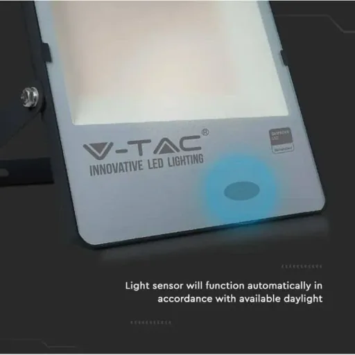 VT-167S LED-Flutlicht mit Tag/Nacht-Sensor - 150 W - 15000 Lm - 4000K - schwarz