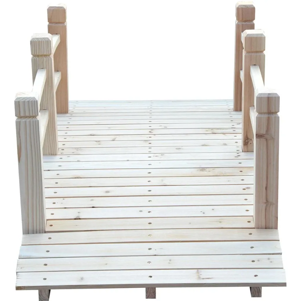 Gartenbrücke Holzbrücke Holzsteg Teichbrücke Zierbrücke mit Geländer bis 180 kg Tannenholz Natur 152,5 x 67 x 48 cm
