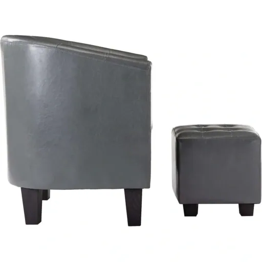 Schalensitz mit Ottomane Leder grau